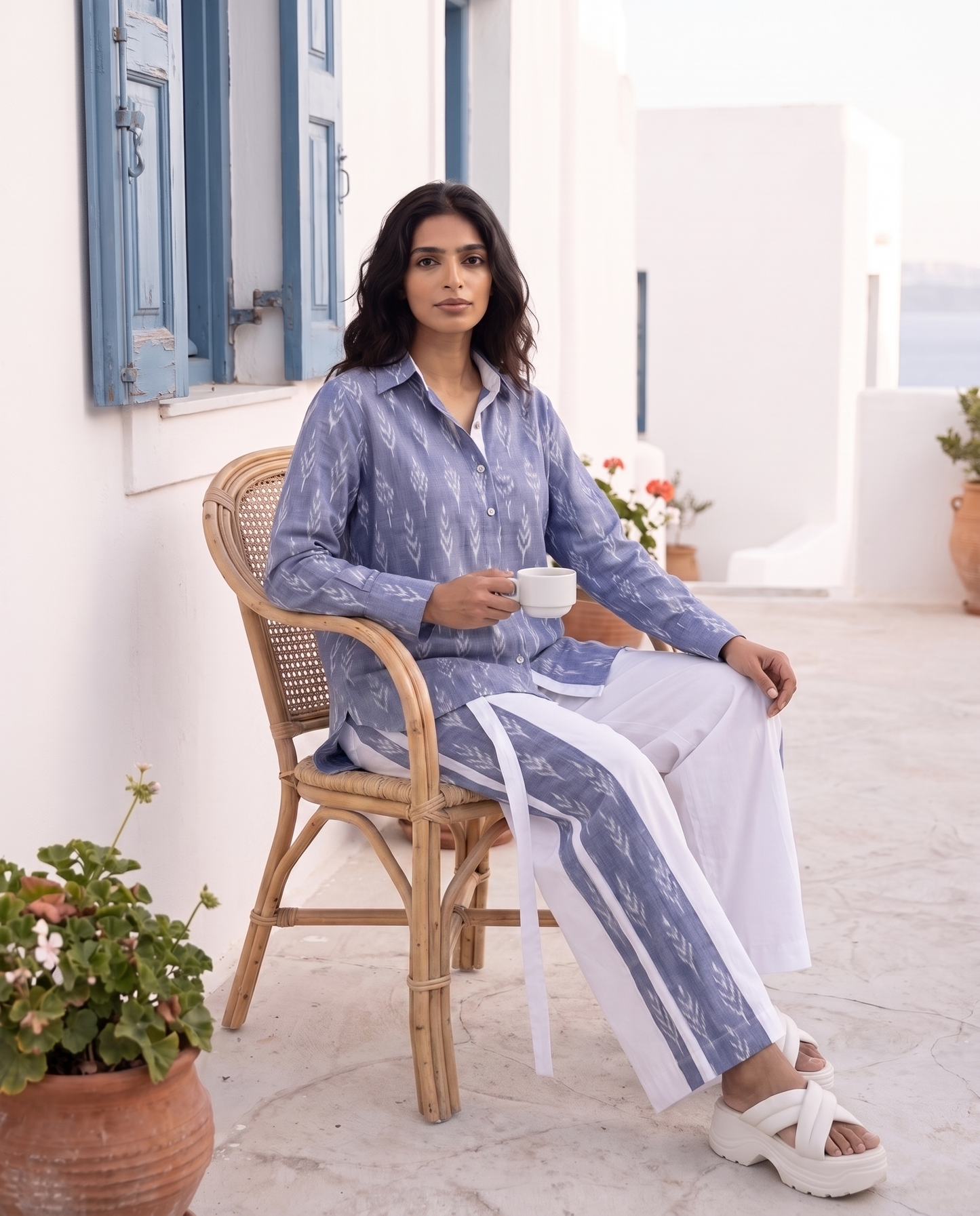 Santorini Blue Ikat Co-ord Set