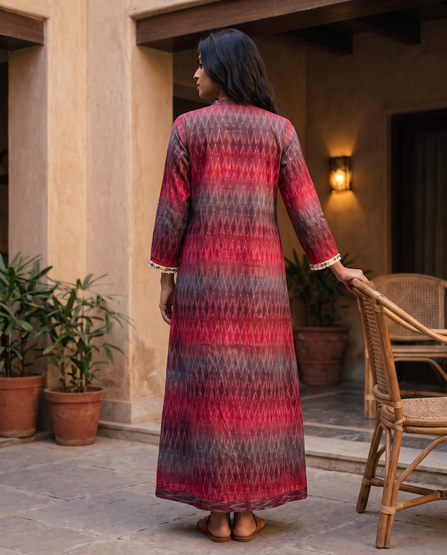 Granada Wine Ikat Dress
