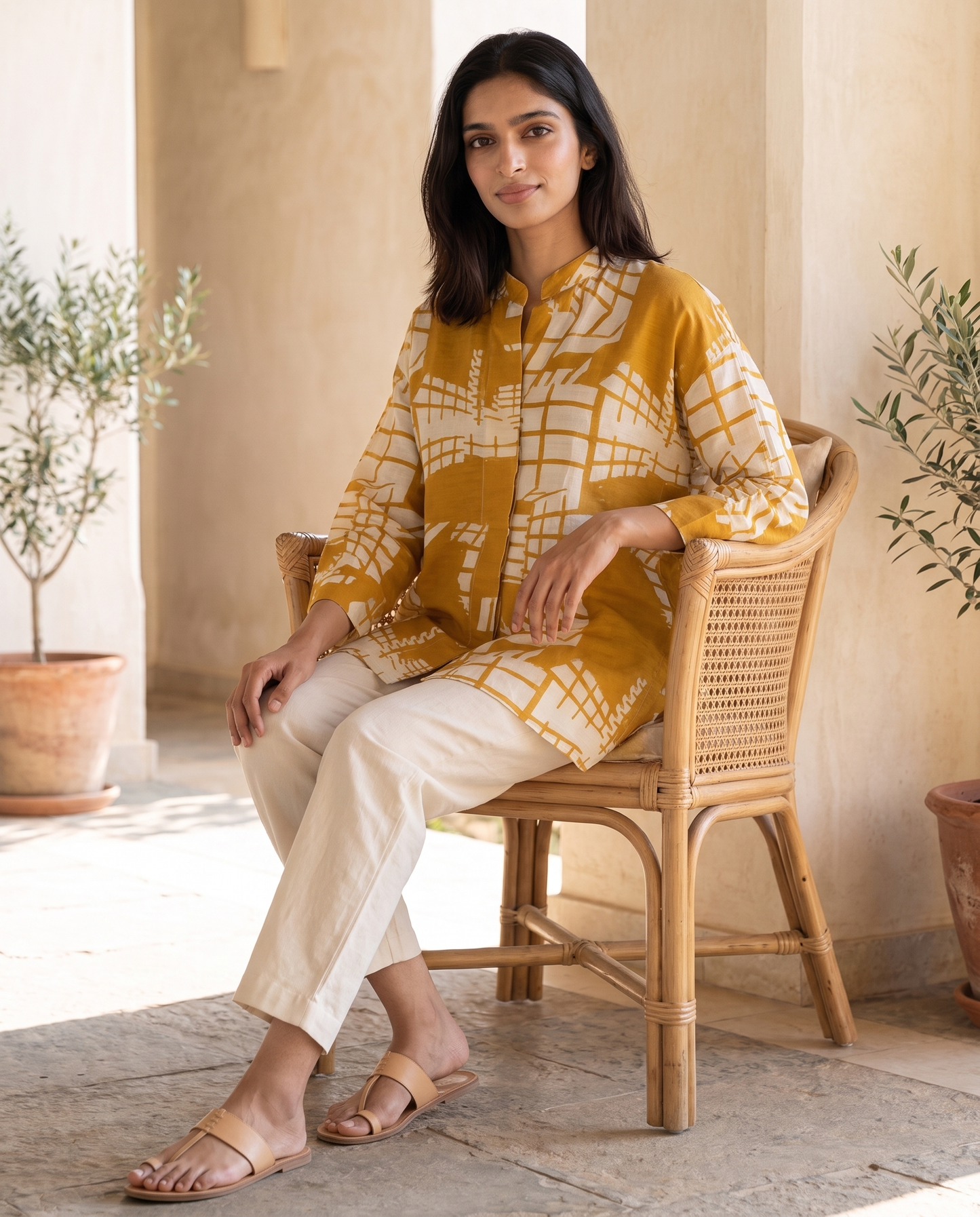 Siena Ochre Abstract Tunic
