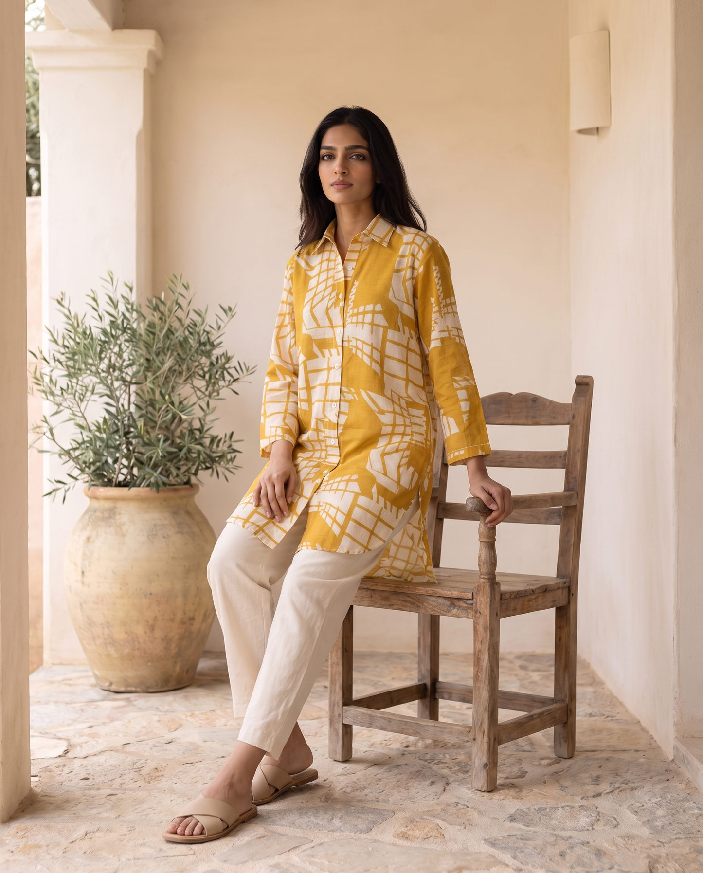 Valencia Ochre Geometric Tunic
