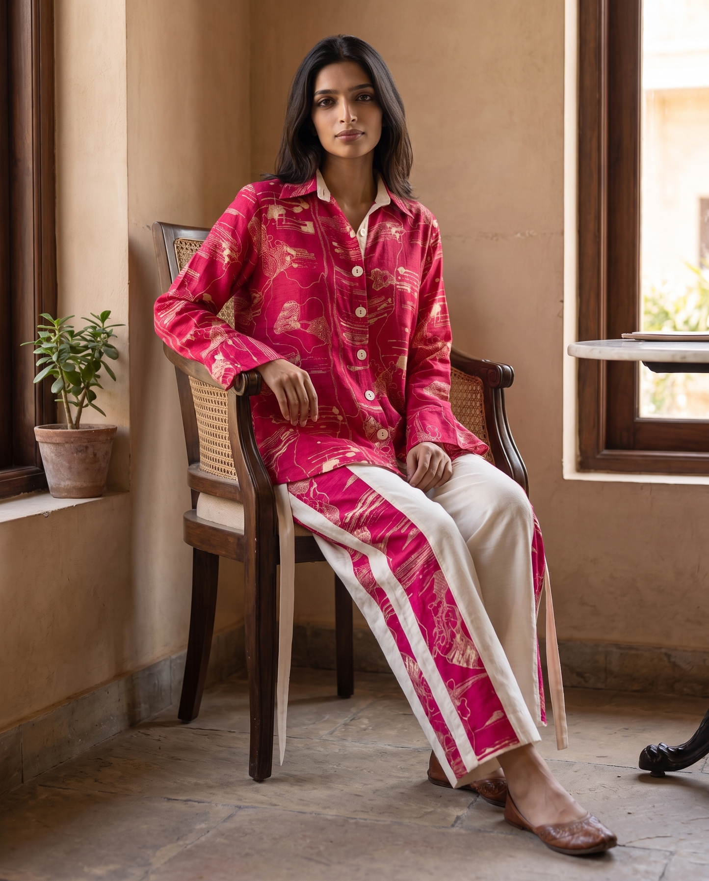 Cannes Fuchsia Linework Co-ord Set