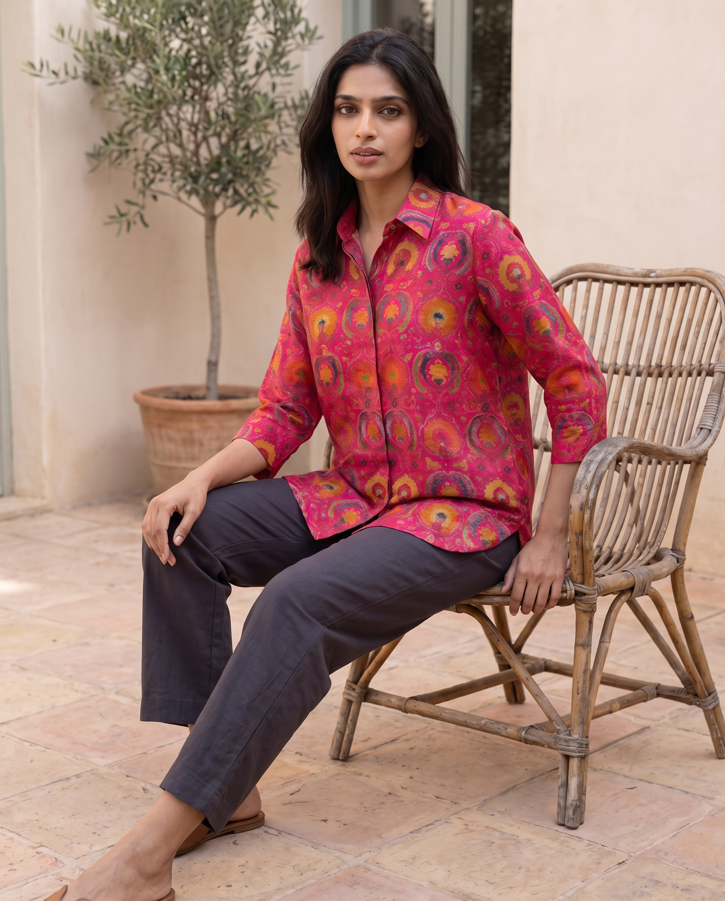 Ravello Fuchsia Medallion Shirt