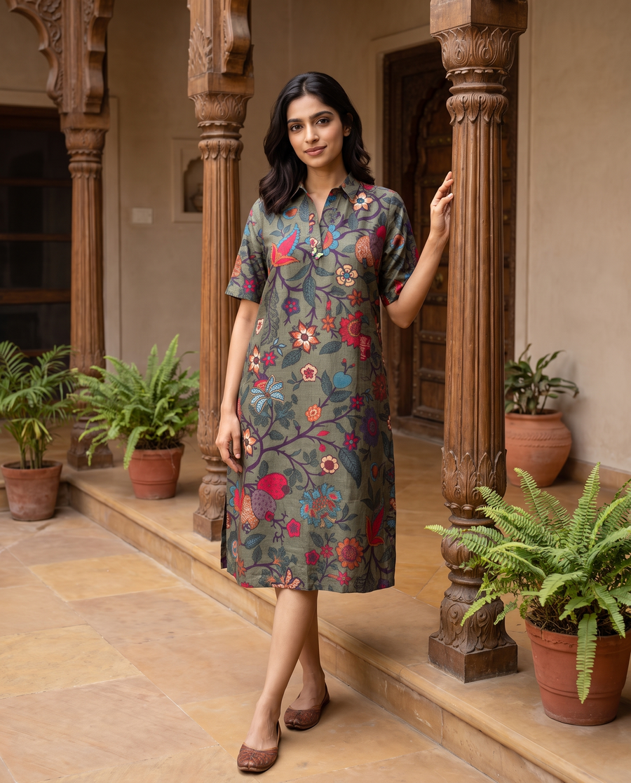 FLORENCE OLIVE SHIRT DRESS