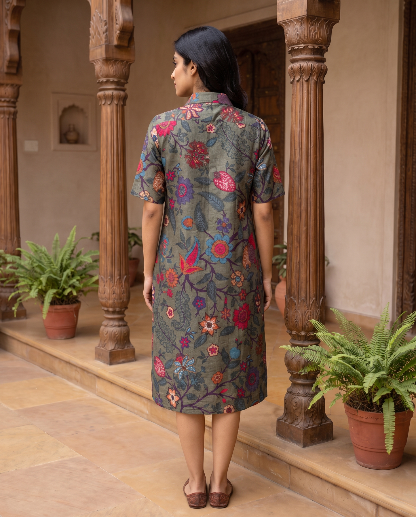 FLORENCE OLIVE SHIRT DRESS