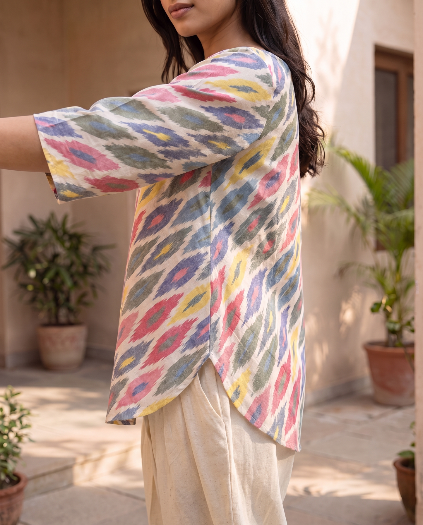 ELODIE CREAM CO-ORD SET with dhoti pants