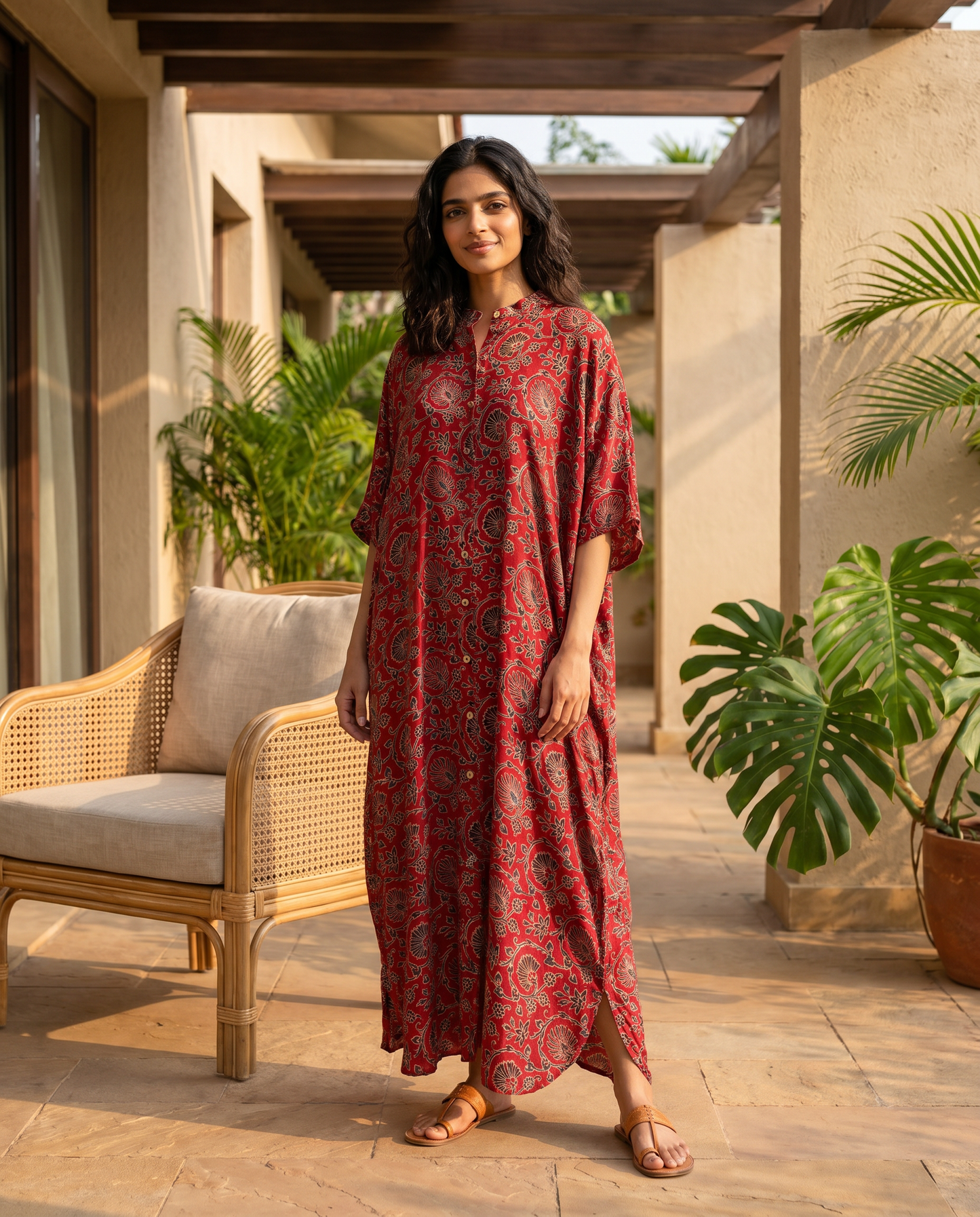VIVIENNE CRIMSON KAFTAN DRESS