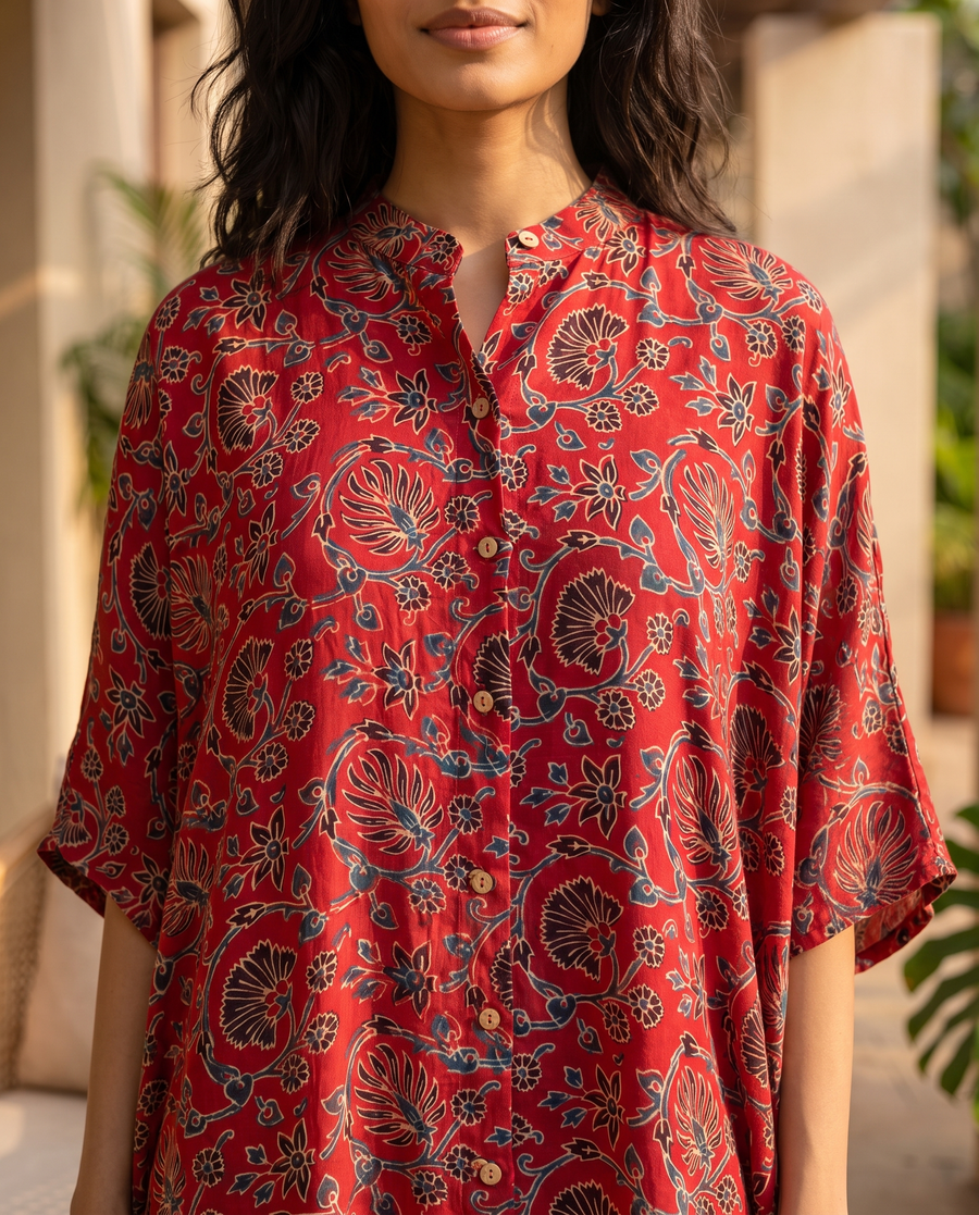 VIVIENNE CRIMSON KAFTAN DRESS