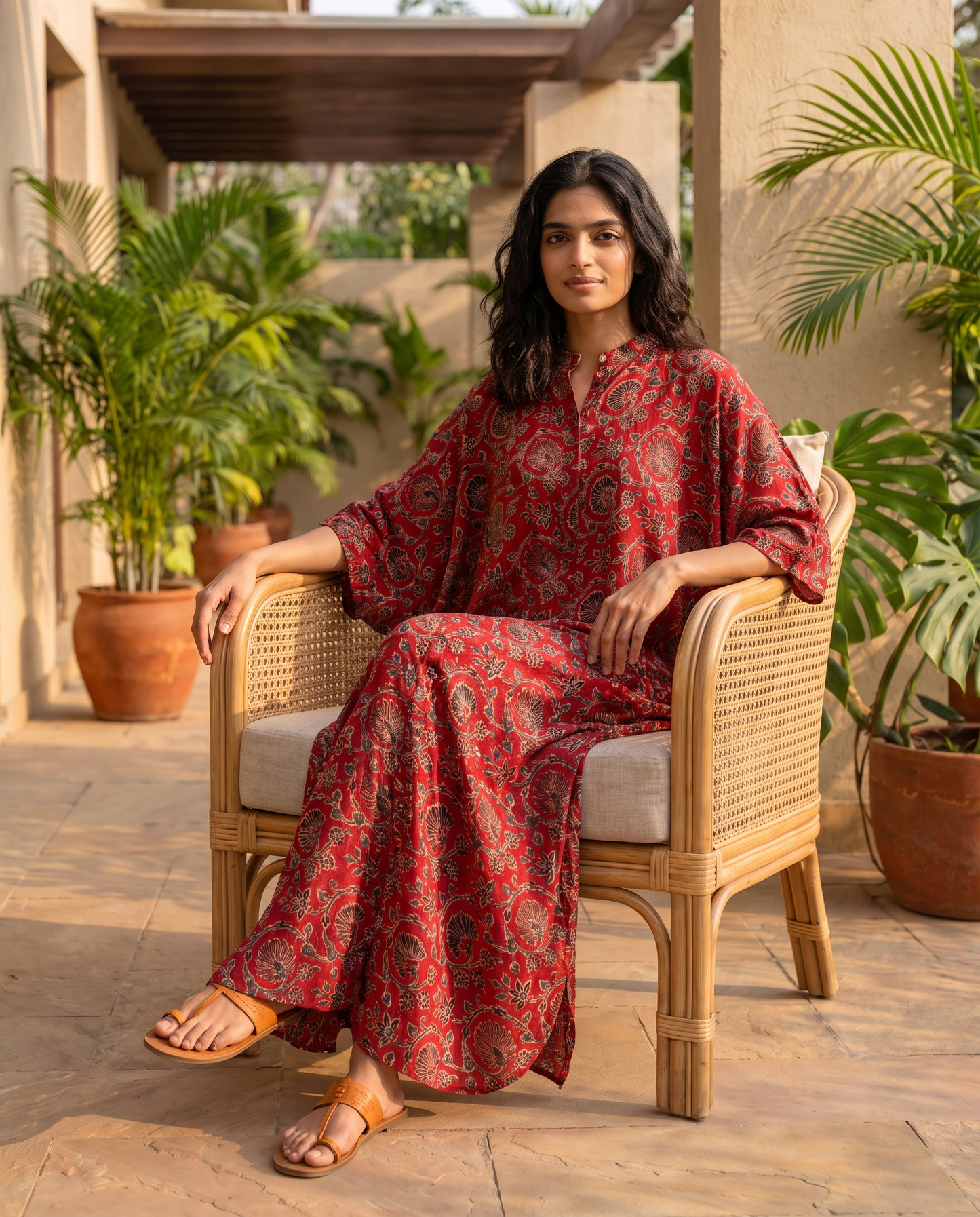 VIVIENNE CRIMSON KAFTAN DRESS