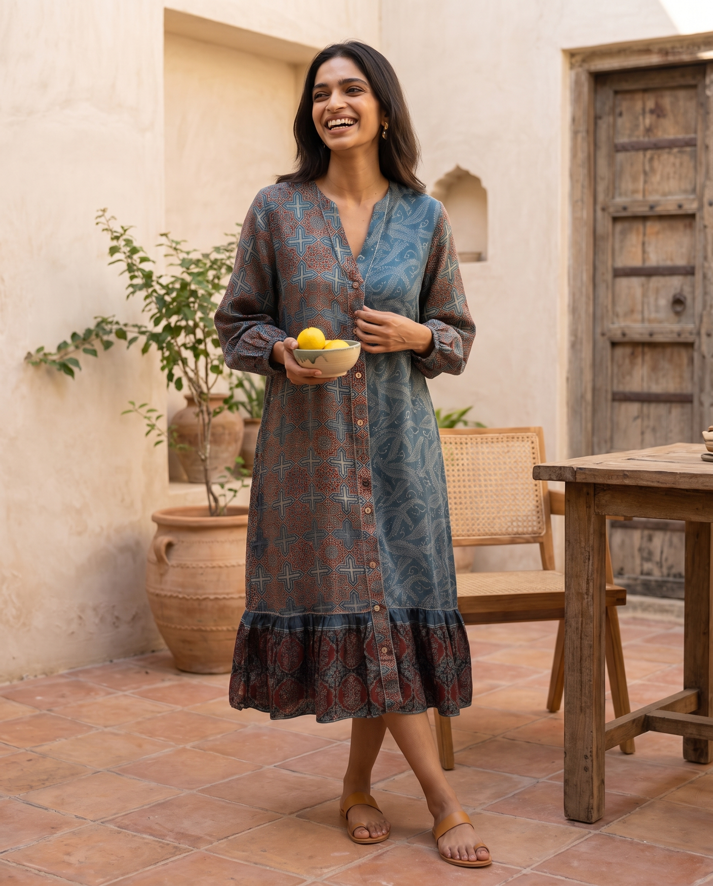 IBIZA TEAL MIXED PRINT DRESS