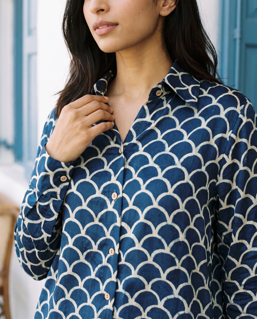 Capri Navy Scallop Shirt