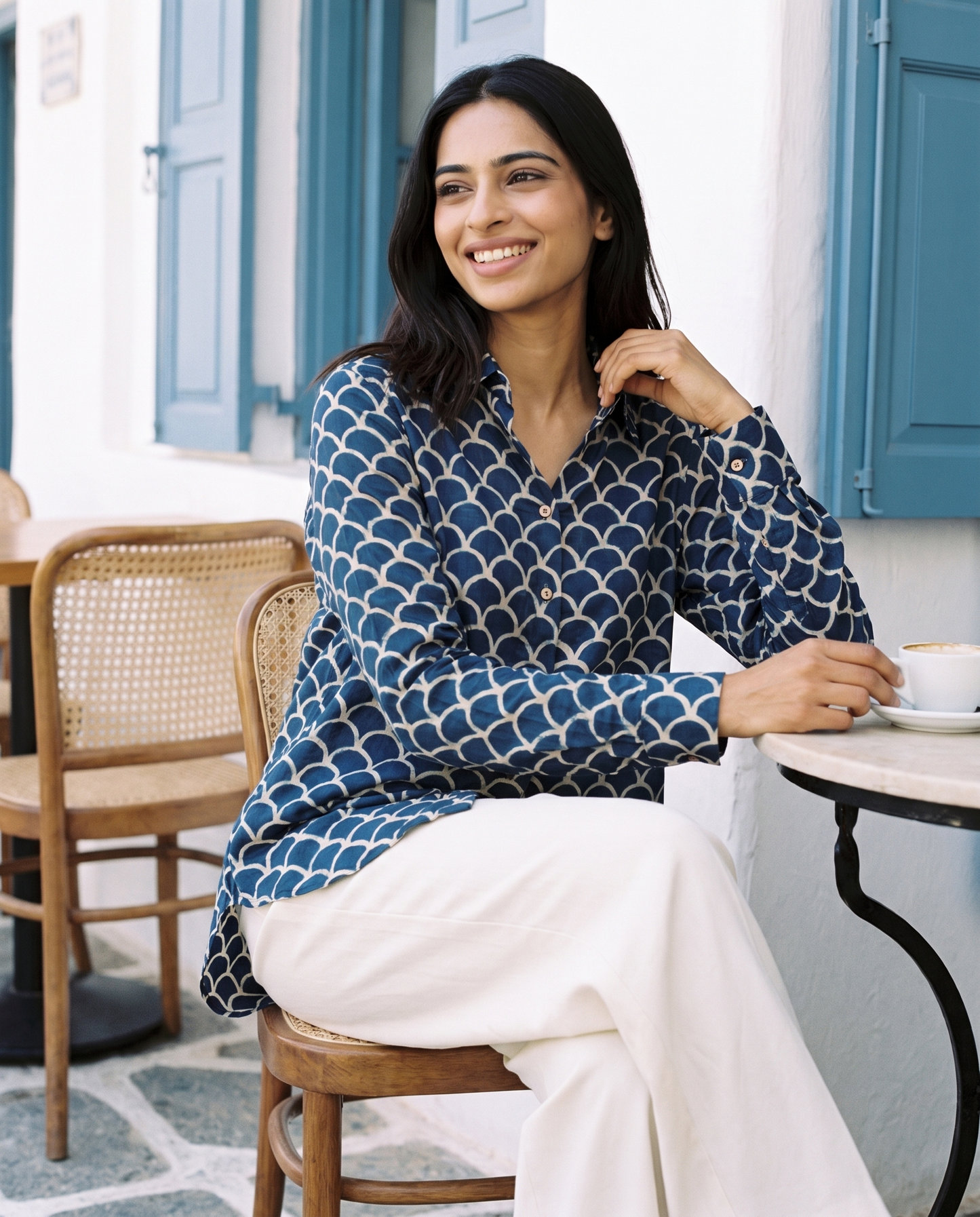 Capri Navy Scallop Shirt