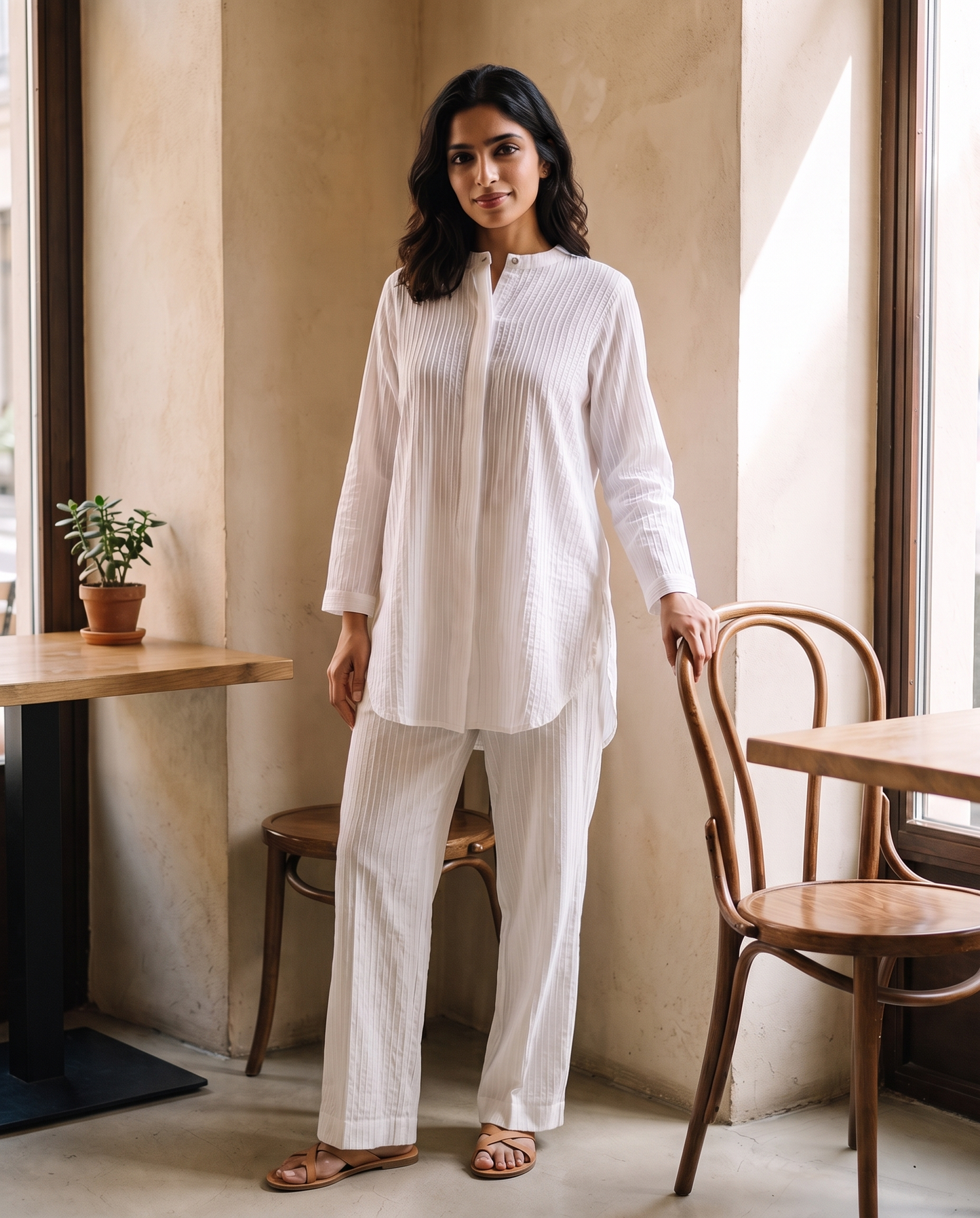 Vienna White Pintuck Co-ord Set
