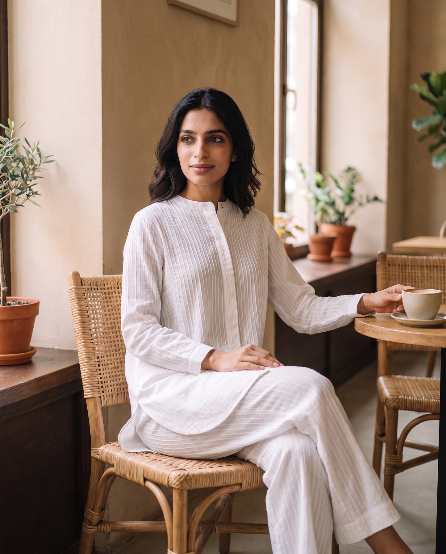 Vienna White Pintuck Co-ord Set