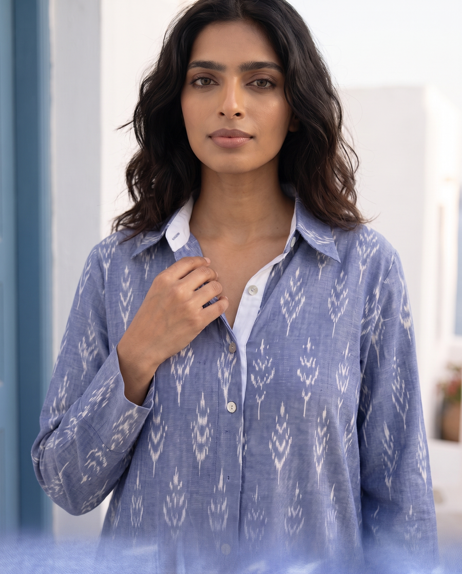 Santorini Blue Ikat Co-ord Set