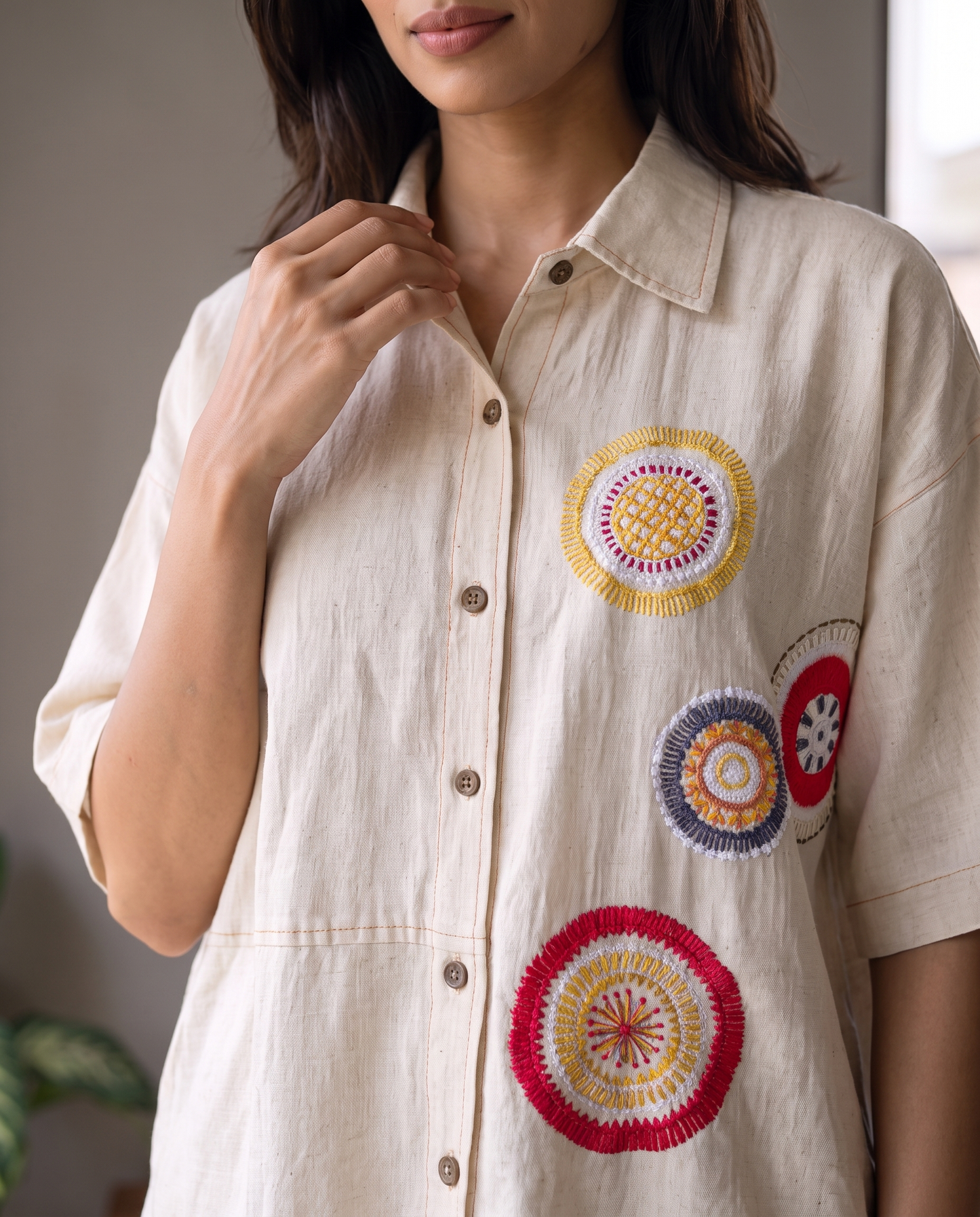 Lyon Oatmeal Embroidered Co-ord Set