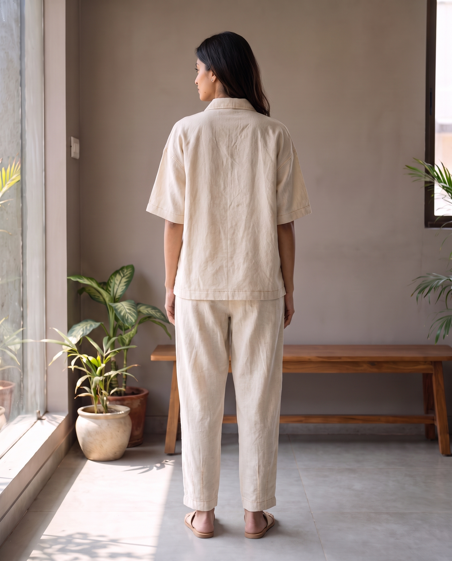Lyon Oatmeal Embroidered Co-ord Set