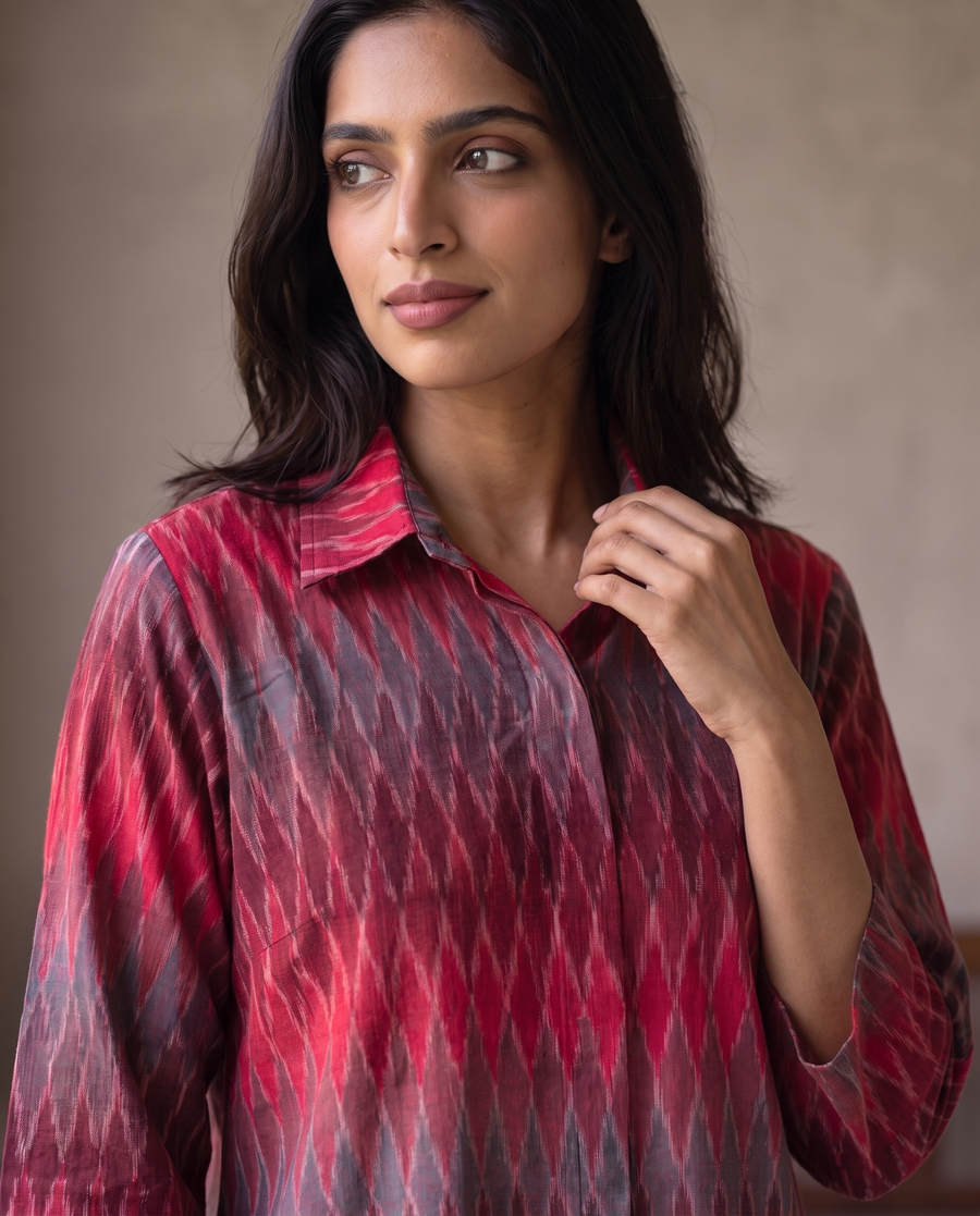Verona Crimson Ikat Co-ord Set