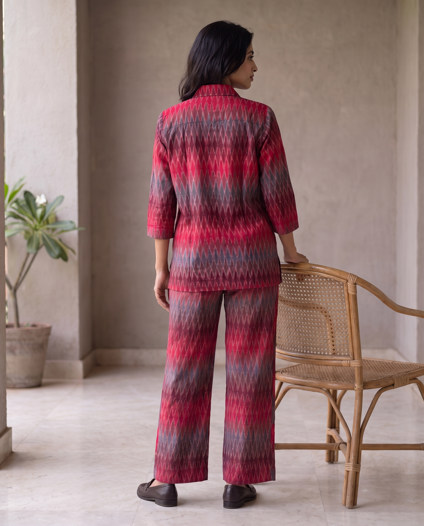 Verona Crimson Ikat Co-ord Set