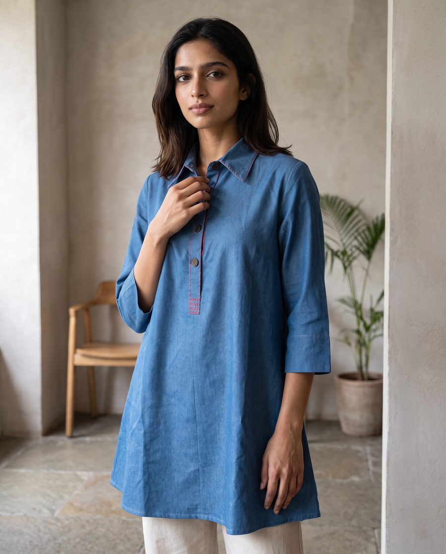 Como Denim Cuff Tunic