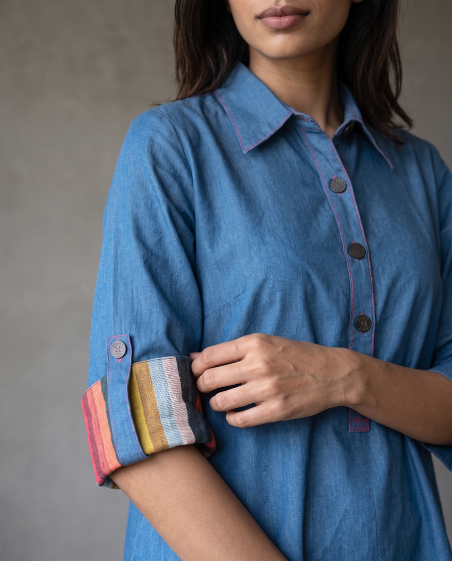 Como Denim Cuff Tunic