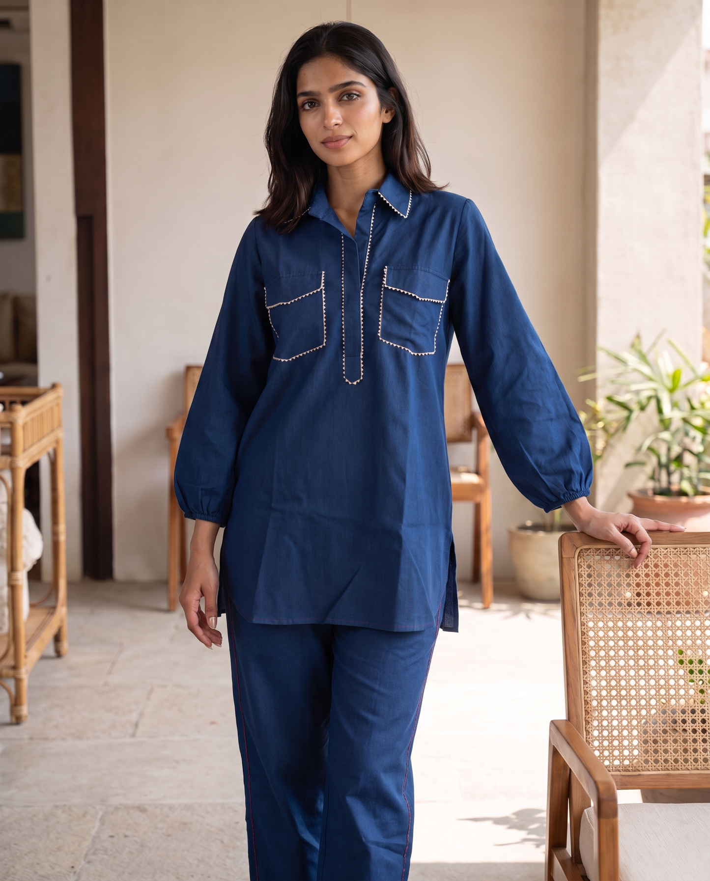 Milan Navy Trim Co-ord Set