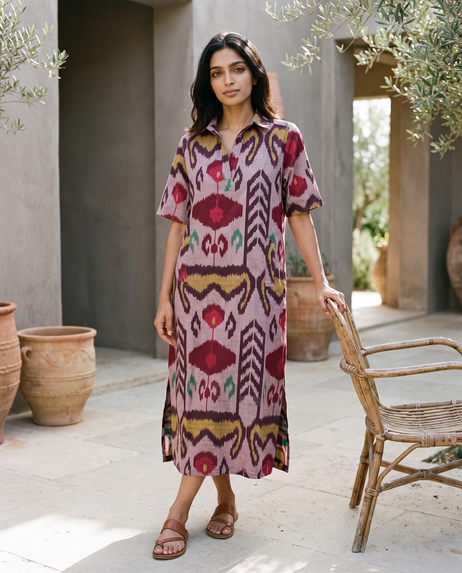 Avignon Mauve Ikat Dress