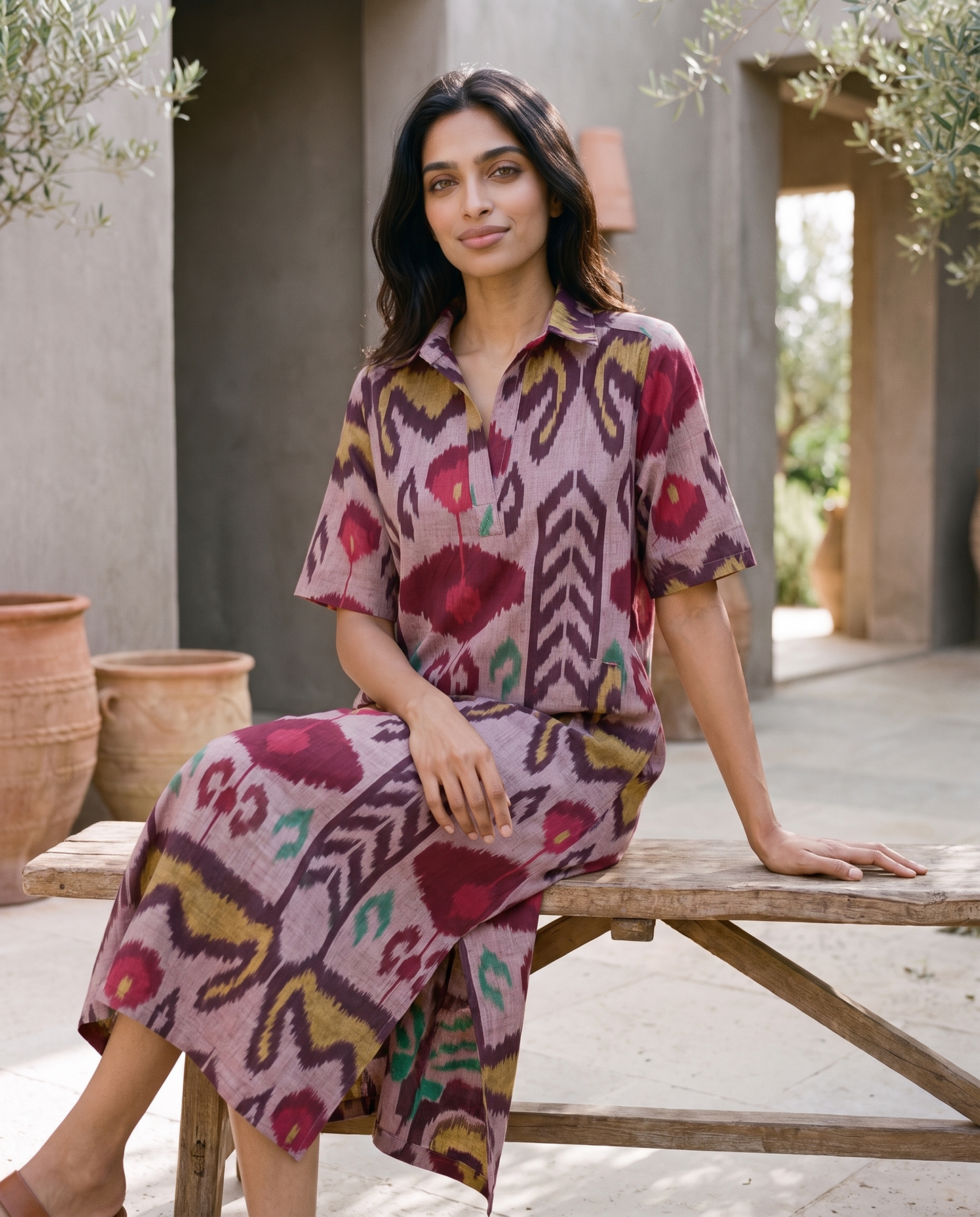 Avignon Mauve Ikat Dress
