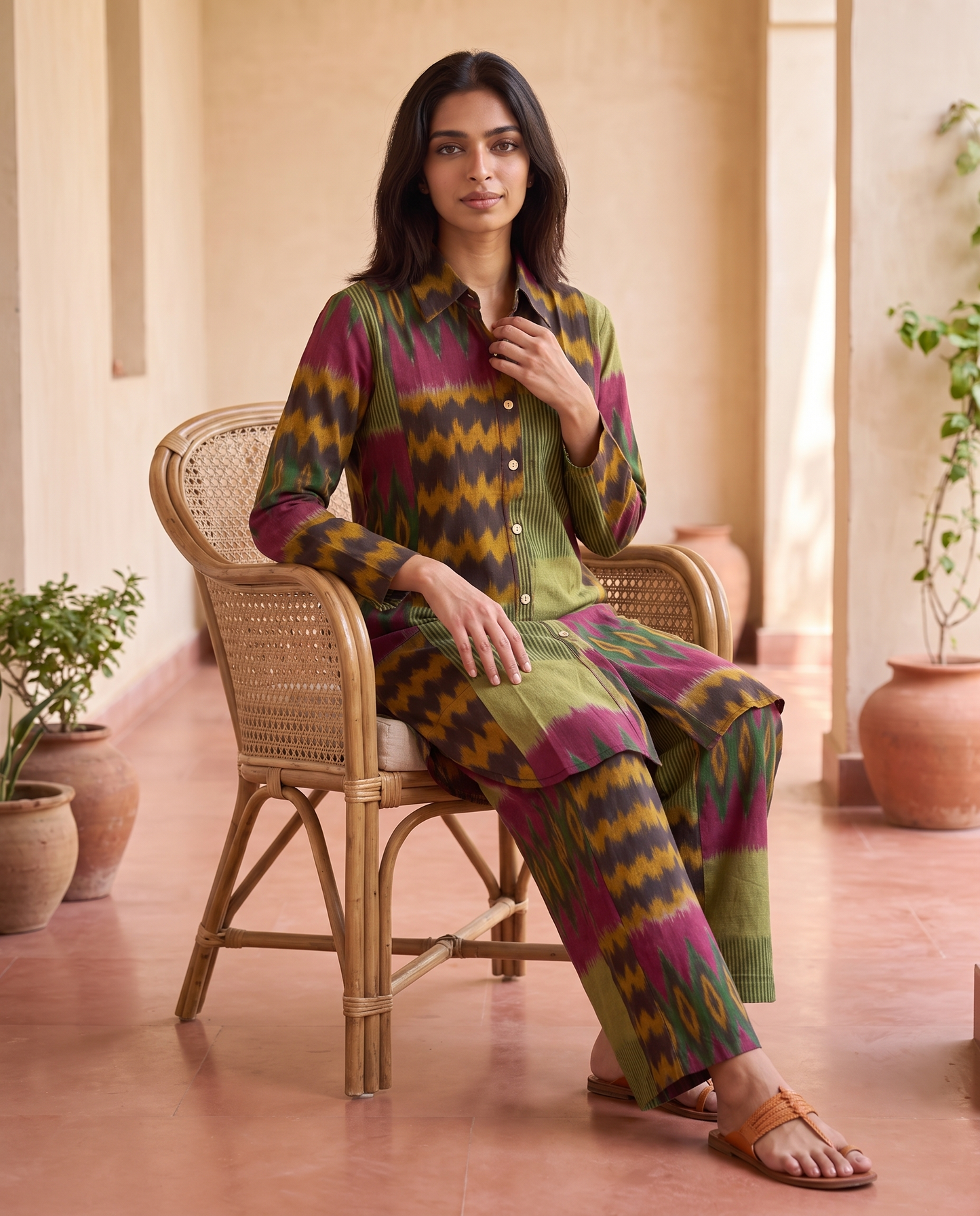 Siena Olive Ikat Co-ord Set