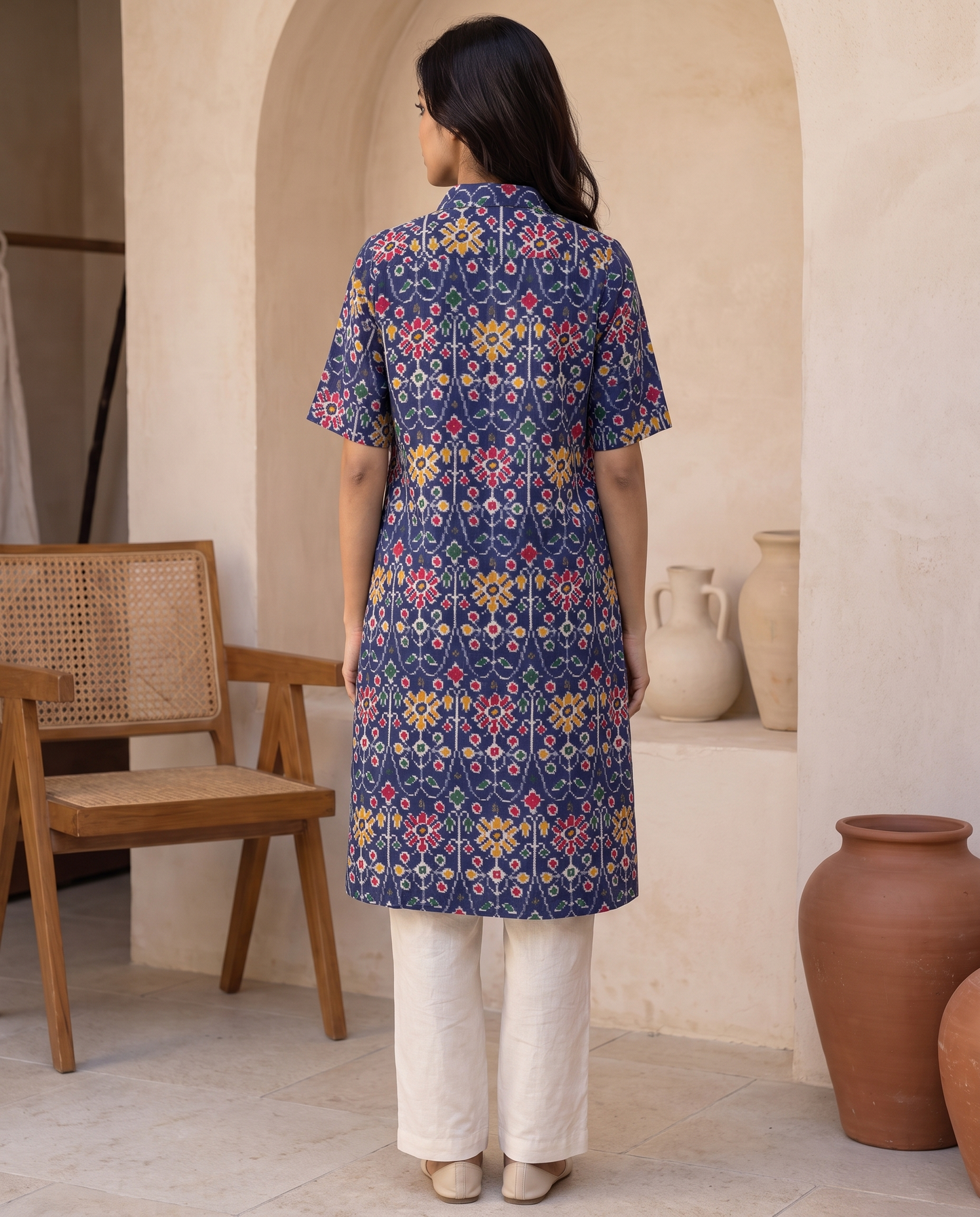 Ravenna Navy Ikat Tunic