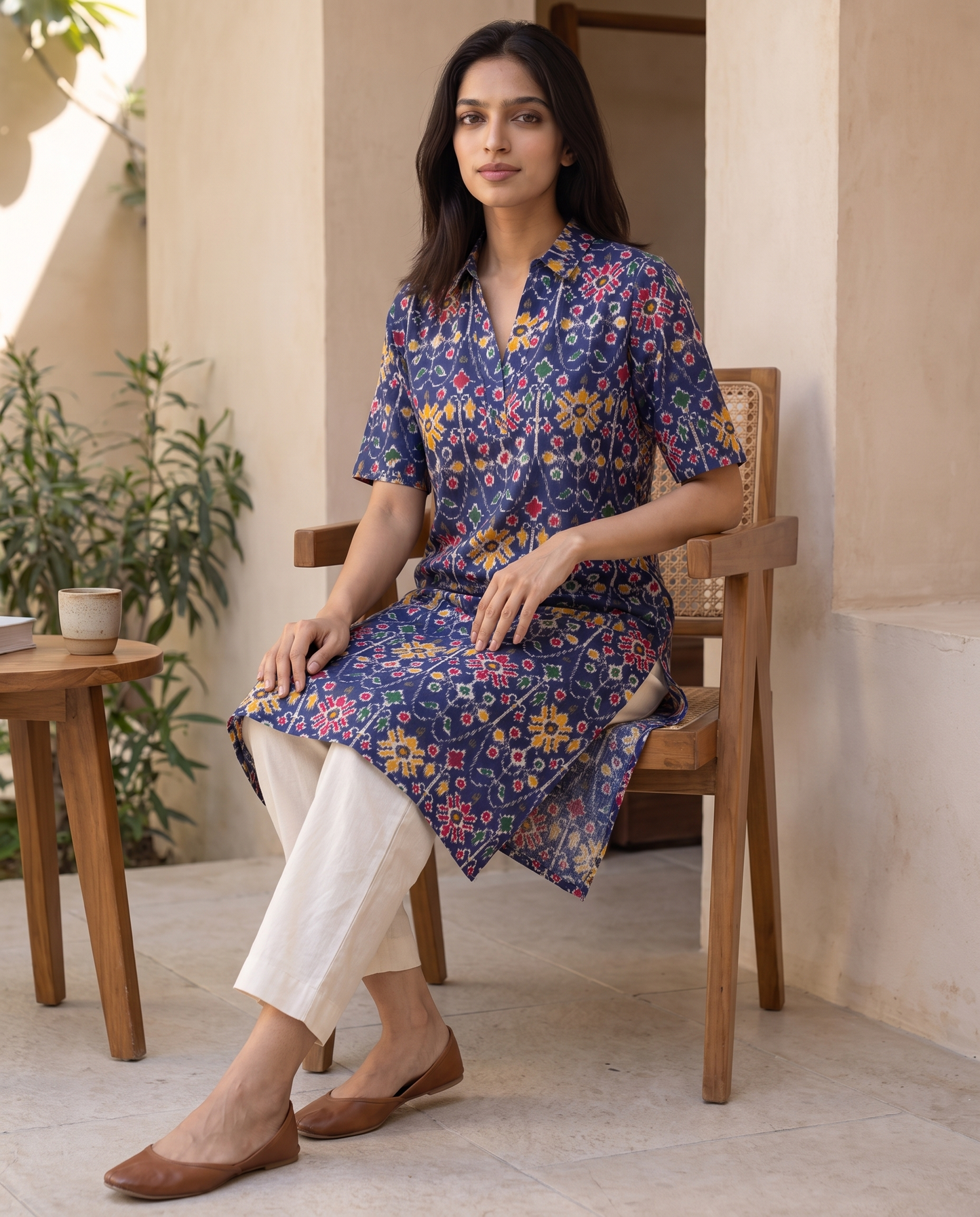 Ravenna Navy Ikat Tunic