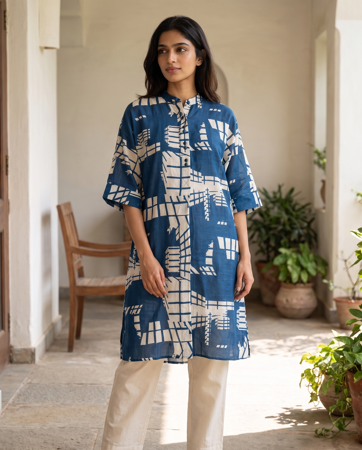 Naxos Cobalt Geometric Tunic