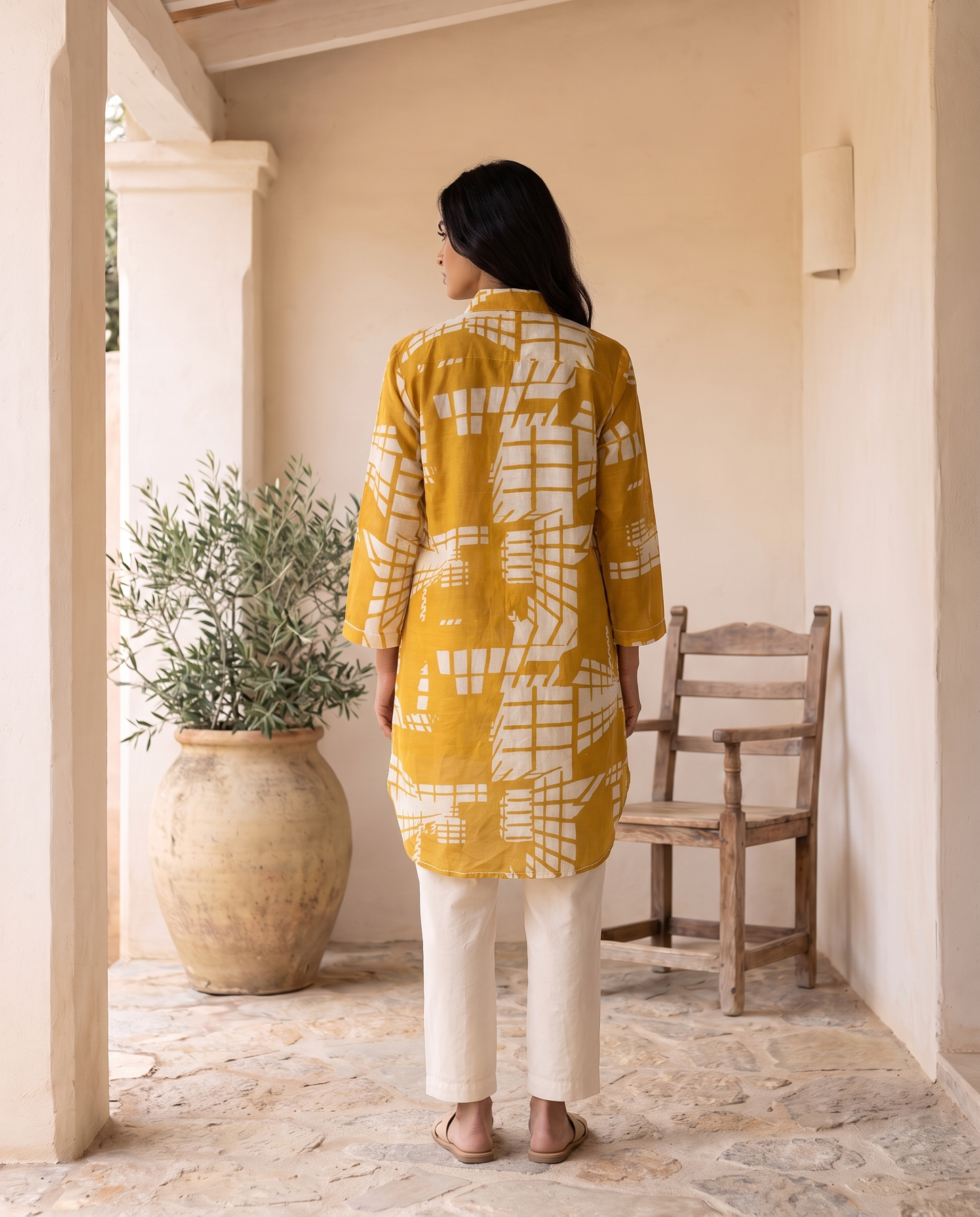 Valencia Ochre Geometric Tunic