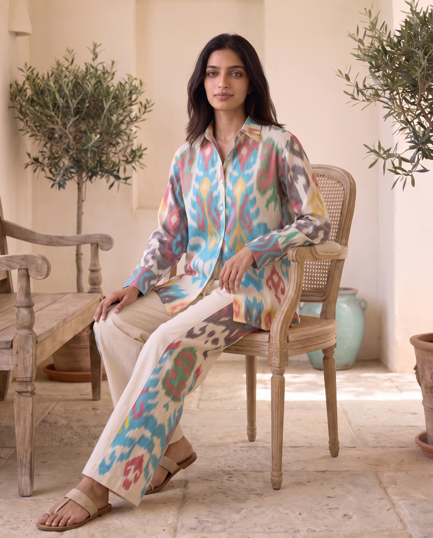 Capri Ivory Ikat Co-ord Set