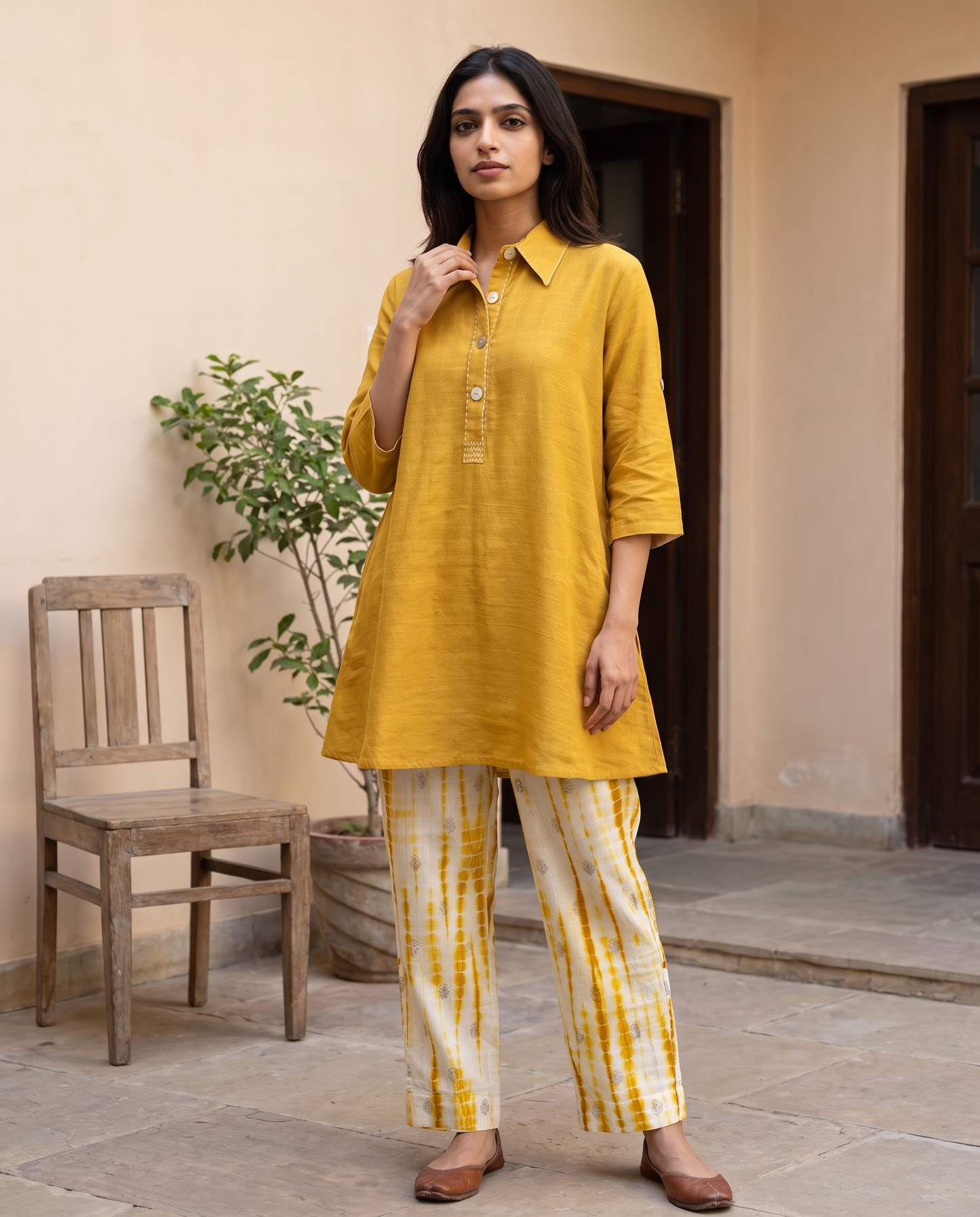 Lucca Mustard Tie-Dye Co-ord Set