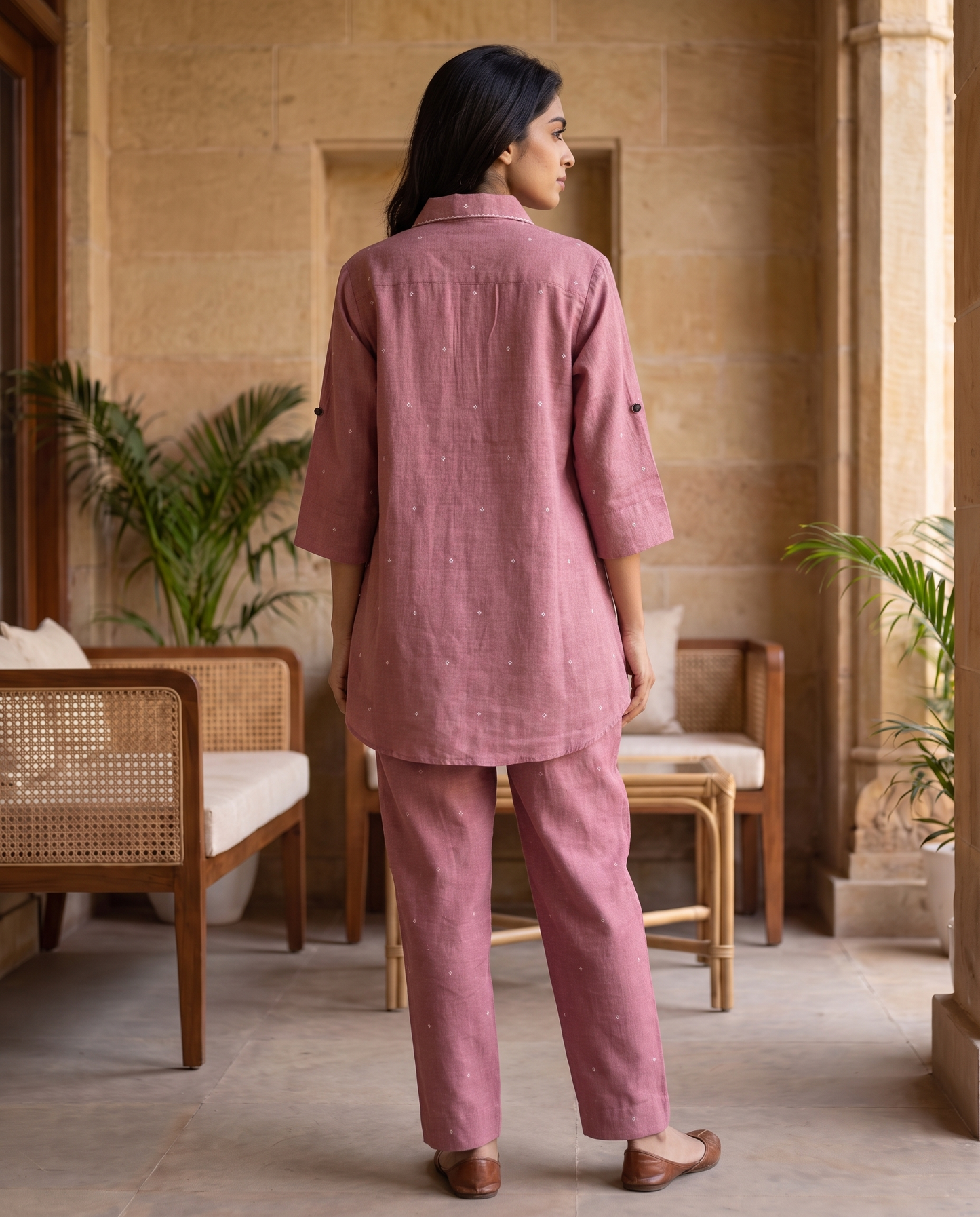 Aix Mauve Stripe-Trim Co-ord Set