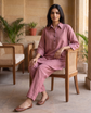 Aix Mauve Stripe-Trim Co-ord Set