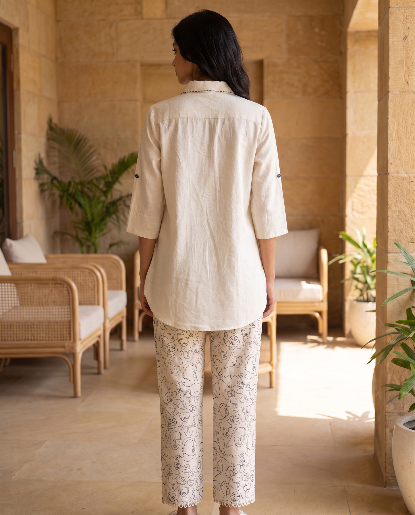 Monaco Ivory Line-Art Co-ord Set