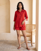 Palms Linen Cord Shorts Red