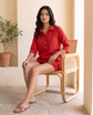 Palms Linen Cord Shorts Red